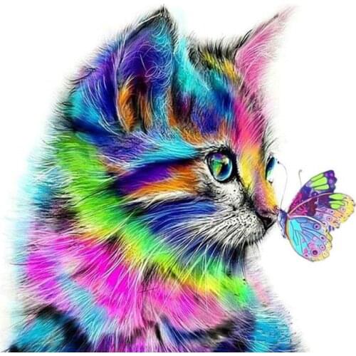 Cat Butterfly 5D DIY Diamond Painting Embroidery Cross Stitch Kit Room Home Decor Craft