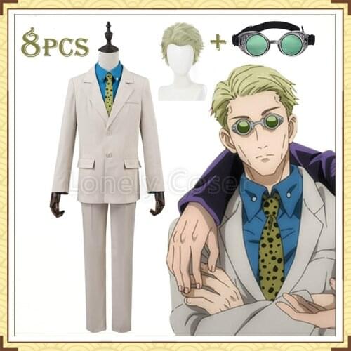 Anime Jujutsu Kaisen Nanami Kento Cosplay Costume Suit Belt Glasses Short Wig Halloween Christmas Party Uniform Outfit Men Women