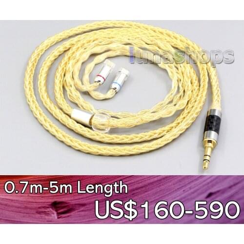LN006504 8 Cores 99.99% Pure Silver + Gold Plated Earphone Cable For QDC Gemini Gemini-S Anole V3-C V3-S V6-C V6-S Neptune