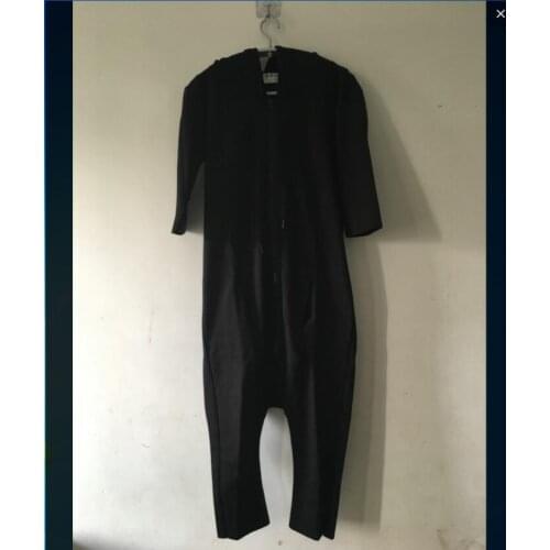 M-5xl Korean Men Personality Hair Stylist Nightclub Hairdresser Hooded Jumpsuit Tide Male Big Crotch Pants Plus Size Overalls