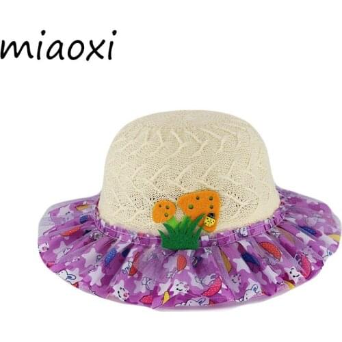 Miaoxi New Fashion Beauty Girls Summer Sun Hat 4 Colors Child Breathable Lovely Caps For Kids Floral Bonnet Polyester Gorros