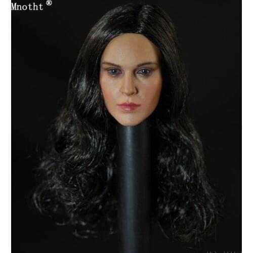 Mnotht 1/6 Female Head Sculpt Long Black Hair Beauty Toy D-004B Head Carved model for 12'' soldier Action Figure Doll Accessory