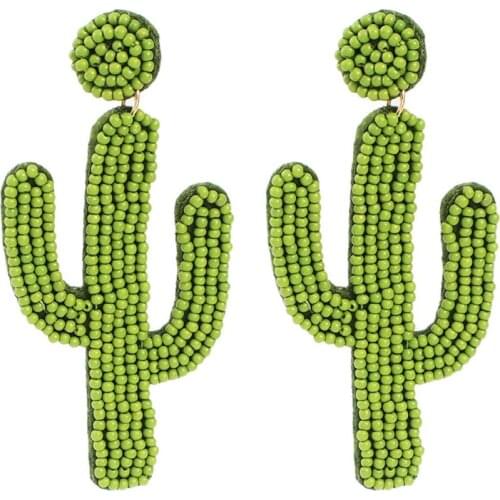 MANILAI Fashion Cactus Beaded Drop Earrings Women 2020 Bohemia Statement Handmade Multi Color Gift Party Jewelry