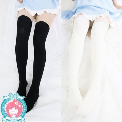 2018 New Kawaii Japanese Fake Knee High Pantyhose The White/Black Stitching Autumn And Winter Cartoon High Tube Thin tight
