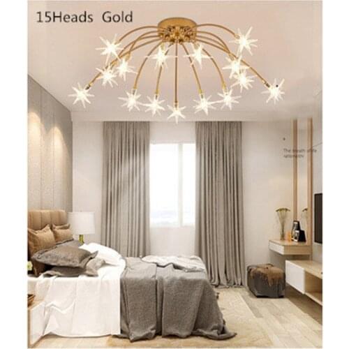 Postmodern Creative Dandelion Crystal Flower Led Pendant Lights Living Room Bedroom Restaurant Coffee Shop Lamp Fixtures