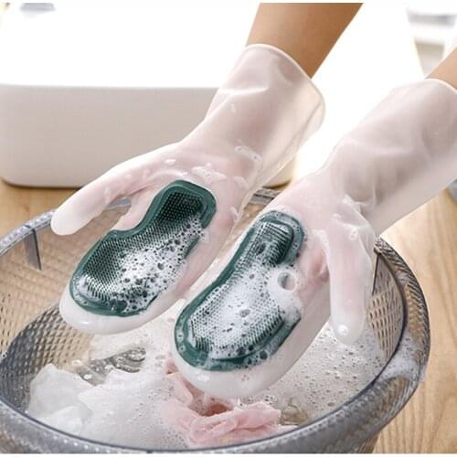 PVC Durable Cleaning Gloves Dish Washing Glove for Household Gloves Kitchen Multifunction Dishwashing Household Cleaning Tools