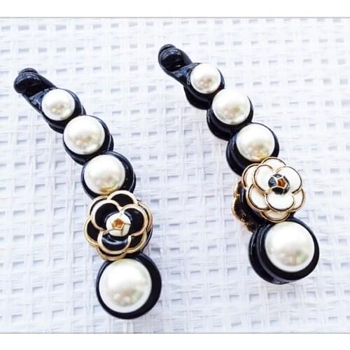 Luxury Big Enamel Camellia Non-slip Hair Clip for Women Long Strip Pearl Hair Pins Original Quality Hairpins Accessories Z142