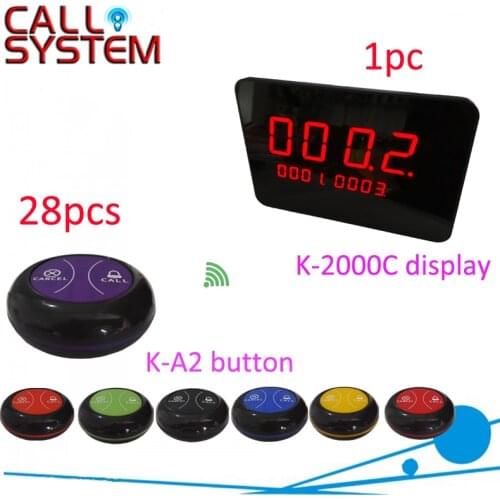 Fast Food Restaurants Table Buzzer Calling System 1 desktop number screen with 28 bells