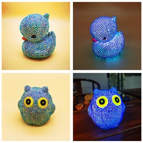 Diamond Painting LED Light Lamp DIY Diamond Embroidery Table Lamp Duck Pumpkin Diamond Mosaic Home Desk Decor Cute Animal Craft