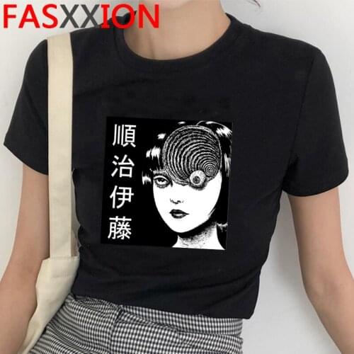 Junji Ito top tees men print ulzzang harajuku kawaii 2021 vintage top tees couple clothes