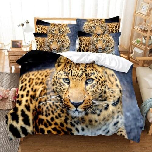 Animal series jackal, wolf, tiger and leopard 3D three piece bedding home textile quilt bedding