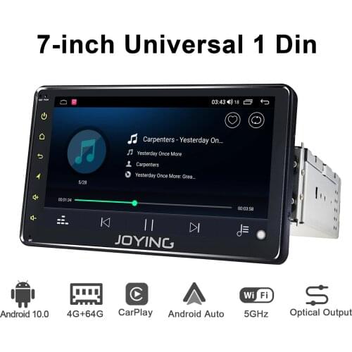 JOYING 1DIN Android 10.0 Universal 7" Car Radio Stereo Octa Core Head Unit GPS Navigation 4GB+64GB GPS support 4G DSP autoradio