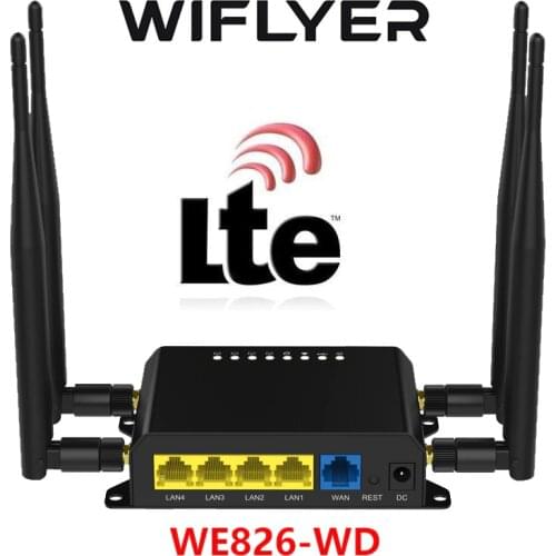 Wiflyer WE826-WD 3G 4G WiFi Router 2.4G Home Wifi Router 4G Modem Sim Card Slot Wifi Amplifier 16MB+128MB 300Mbps Openwrt router