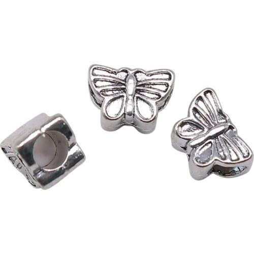 WYSIWYG 10pcs 13x9mm Butterfly Big Hole Beads Butterfly Charms Beads Bracelet Jewelry Making Wholesale Butterfly Spacer Beads