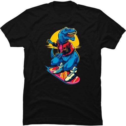 Hip Hop Skateboard T-Rex Funny T Shirt Back to The Future Hawaii Beach Surfer Men Tops T Shirt Novelty Casual T Shirt Cartoon