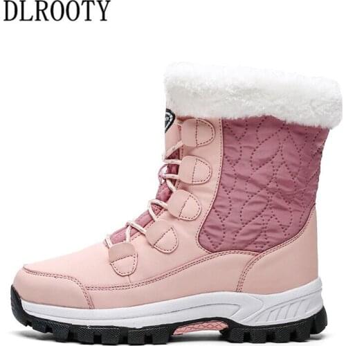 Women Snow Boots Ankle Winter Warm Short Plush Outdoor Waterproof Female Casual Shoes Woman Flat Fashion Platform Non-slip