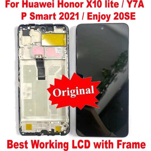 Original For Huawei P Smart 2021 Honor X10 Lite Y7A LCD Display Touch Panel Screen Digitizer Assembly Glass Sensor + Frame