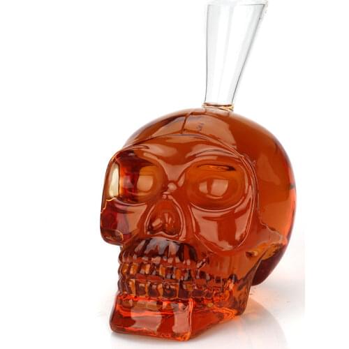 1100 ml punk style skull shaped large whiskey decanter lead-free glass home bar whiskey bottle for Liquor Scotch Bourbon 1223-03