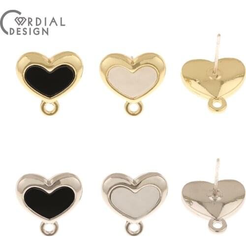 Cordial Design 50Pcs 13*13MM Jewelry Accessories/Resin Earrings Stud/Heart Shape/Jewelry Findings & Components/DIY Making