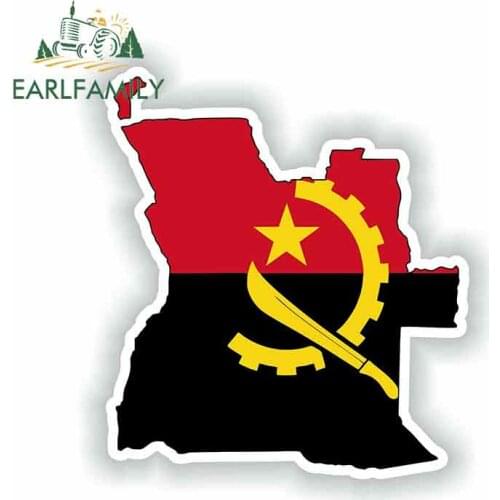 EARLFAMILY 13cm x 11.4cm For Angola Map Flag Car Graphic Decal Car Assessoires VAN SUV GTR Decoration Creative Stickers
