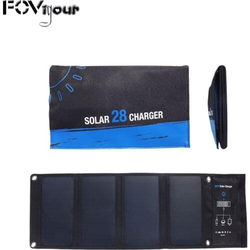 FOVigour 28w foldable portable waterproof solar charger solar mobile power supply