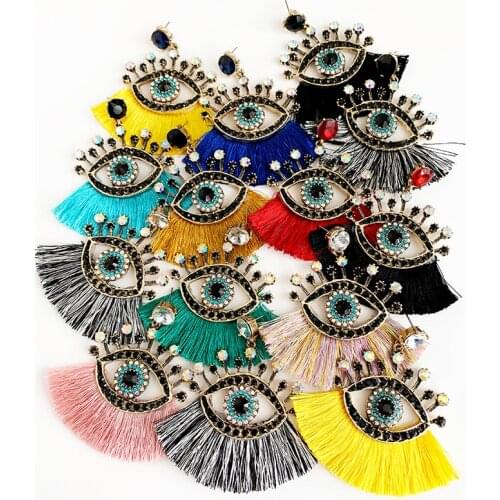 Crystal Drop Eye Earrings vintage Color Tassel Brid Statement Earrings Fashion Accessories for Women Jewelry Wholesale 2019 INS