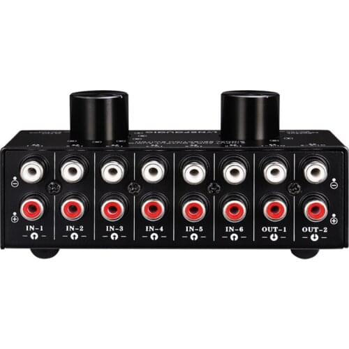 Switcher 6 in 2 Out or 2 in 6 Out Headphone Speaker Switcher Stereo Sound Source Signal Selection Switcher, Interface Adopts RCA