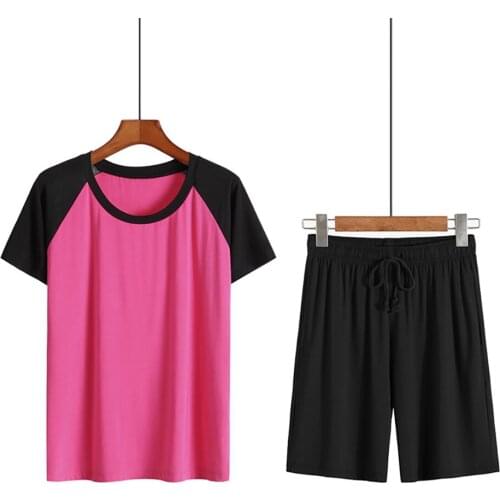 Summer womens pajamas casual suit new modal loose and comfortable casual oversized short-sleeved shorts