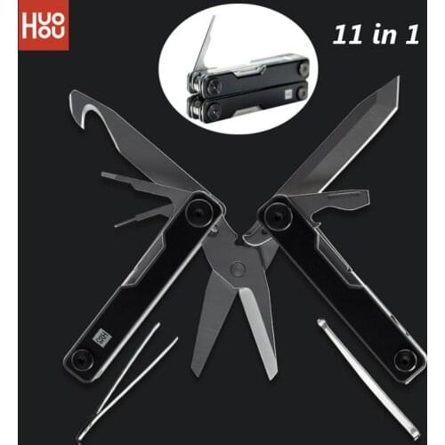 Huohou Multi-function Folding Knife Bottle Opener Scissors Screwdriver Nail File Tweezer Ear Pick Stainless Steel Hunt Outdoor