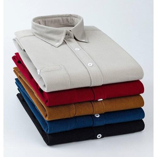 Mens Corduroy Long Sleeve Slim Shirts Retro Multi Color Soft and Comfortable Casual Clothes for Spring Autumn Oversized M-7XL