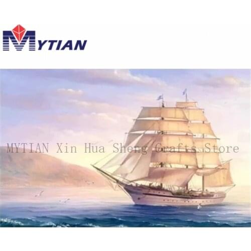 MYTIAN DIY 5D Diamond Painting Beautiful Sailboat Ship Ocean Sea Full Square Round Drill Embroidery Animals Mosaic Home Decor