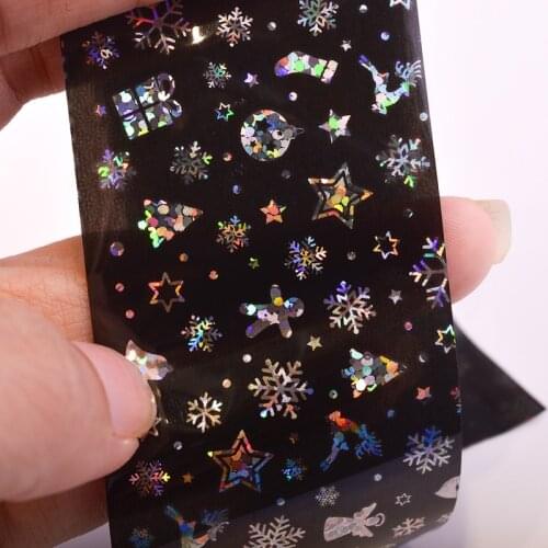 Christmas 3D Snowflake Nail sticker 100x4cm Xmas Pattern for Nail Sticker Star Laser Glitter Art Transfer Foils Nail Art