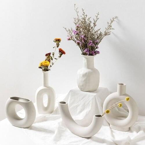 Nordic Ins Ceramic Vase Home Decoration Ornaments Crafts Vegetarian Ceramic Flower Pot Art Vases Home Decoration Ornament Gifts