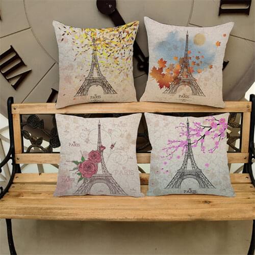 New Fashion Paris Tower Stills Cushion Cover Pillow Case Sofa Home Decorative Throw Pillow Cover BZ-287