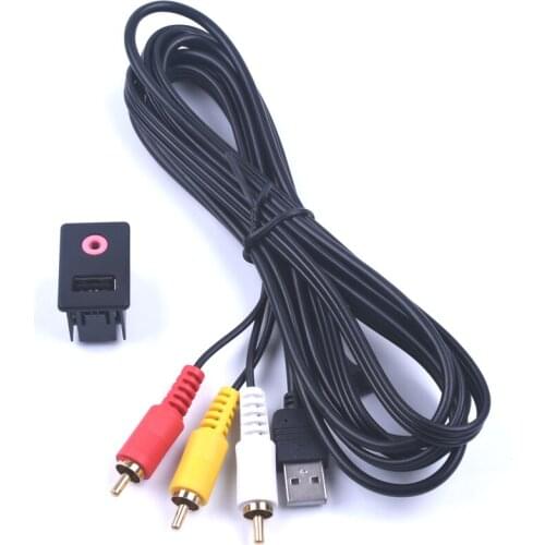 New 3.5mm 3 RCA Car AUX USB Male Dash Flush Mount Mounting Adapter Suitable for Toyota Volk-swagen modified