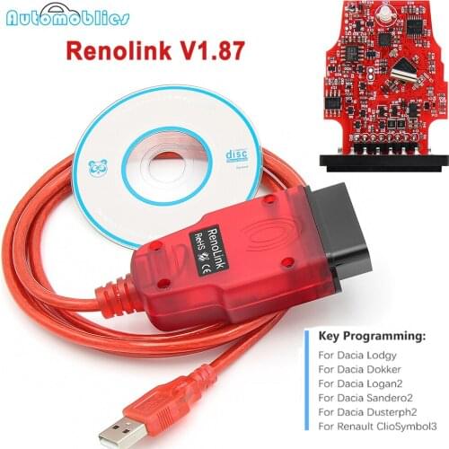 New Renolink V1.87 for Renault OBD2 ECU Programmer Airbag Reset Key Coding Renolink 1.87 V187 Diagnostic Cable for Dacia ECM UCH