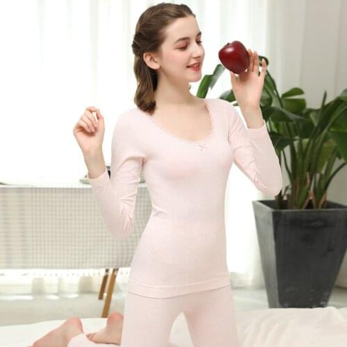 Autumn and winter round neck cotton thermal underwear slim slimming autumn clothes long pants suit body underwear seamless