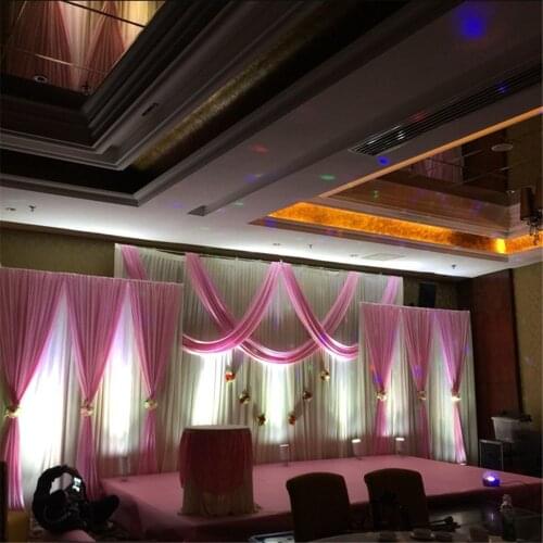 Whole Set 3mx6m Ice Silk Wedding Backdrop Curtain Stage Background Drape Swag Stand For Wedding Event Decoration