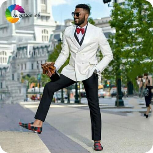 Latest Coat Pant Designs Ivory Men Suits for Wedding Peaked Lapel Slim Fit Terno Masculino Skinny Costume Homme Mariage 3Pieces