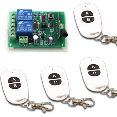 New Item 2CH Radio Frequency RF Wireless Remote Control Switch System Receiver Board & 4pcs Transmitter Controller Learning Code
