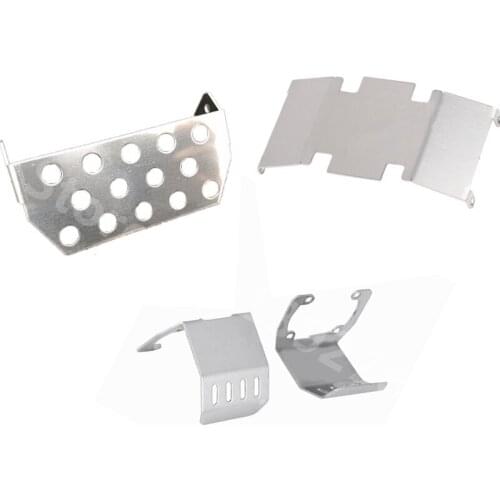 RC Cars AXIAL SCX10 II Stainless Steel Front Bumper Lower+Axle+Gearbox Mount Protection Skid Plate For 1/10 RC Crawler Car 90046