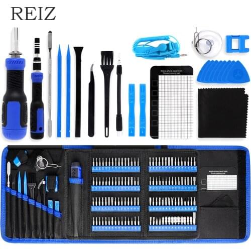 REIZ 190 In 1 Screwdriver Set Precision Screw Bits Torx Hex Slotted Phillips Magnetic Rotatable Handle Magnetic Repair Hand Tool