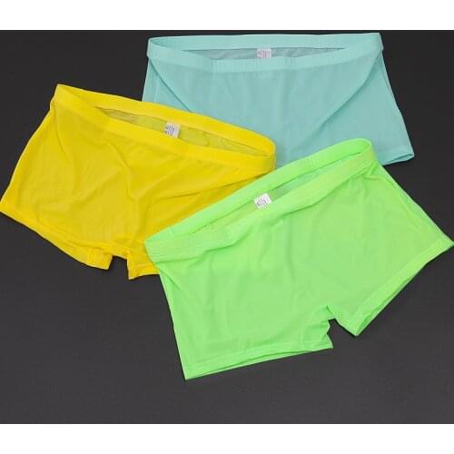 Sexy Seamless Underwear Mens Boxer Shorts Lingerie Sexy Penis Pouch Boxer Trunks Ultra Thin Underpants Solid Ropa Interior 1PC