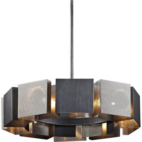 Post-modern minimalist art chandelier design simple restaurant bedroom living room black metal luxury creative lamps