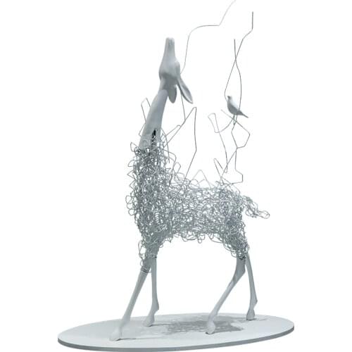 Modern simple indoor Hotel soft decoration crafts sales office hall large floor metal deer sculpture ornaments