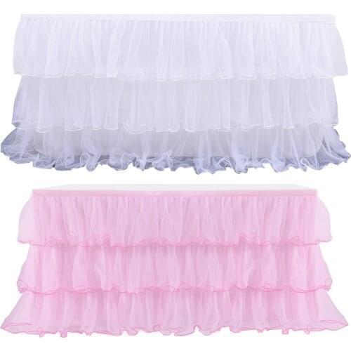 Wedding Party Tutu Tulle Table Skirt Cover Tableware Cloth Baby Shower Party Home Decor Table Skirting Birthday Party Decoration