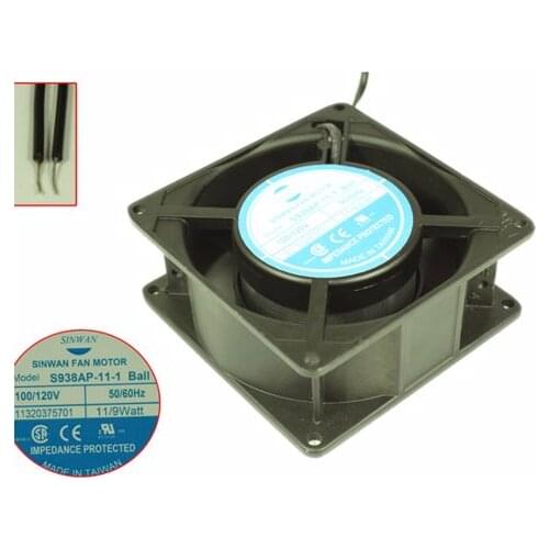 SINWAN S938AP-11-1 Ball AC 120V 11W 92x92x38mm 2-Wire Server Cooling Fan