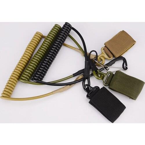Military Stretching Spring Rope Elastic Anti-lost Tactical Anti-Theft MOLLE Outdoor Equipment Key Hanging Retractable Buckle
