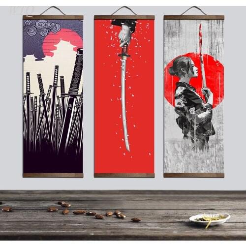 Japanese Ukiyoe Samurai Geisha Retro Posters Canvas Painting Wall Decor Wall Art Pictures for Living Room Decor Home Decor