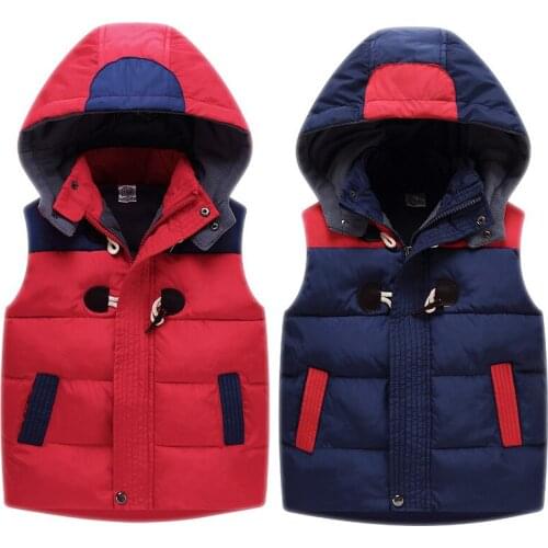 Yauamdb Kids Vests Coat Winter 4-13y Boys Girls Waistcoats Patchwork Color Hooded Casual Childrens Top Outerwear Clothes 47